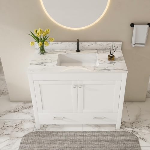 Montary bathroom vanity with 43-inch sintered stone countertop