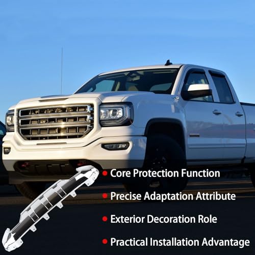 Front Bumper Skid Plate Compatible with GMC Sierra 1500 2016-2019 Valance Panel Lower Cover Bumper Replace:GM1015123 23243494 2496484990 3375474 23243493(Chrome) by iKer - Image 3