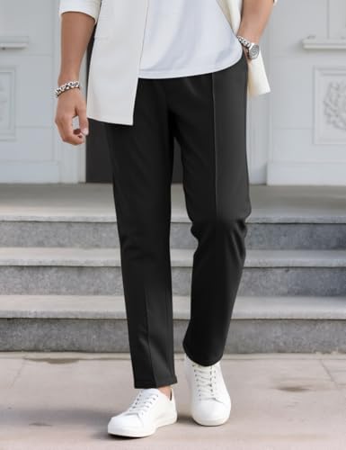 Mens Casual Chino Pants Elastic Waist Classic-Fit Lightweight Jogger Sweatpants with Pockets4