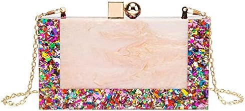 EROGE Acrylic Clutch Purse Perspex Box Colorful Geometric Design Handbags for Women (Grey)