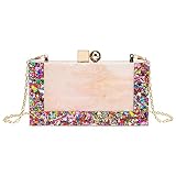 EROGE Acrylic Clutch Purse Perspex Box Colorful Geometric Design Handbags for Women (Grey)