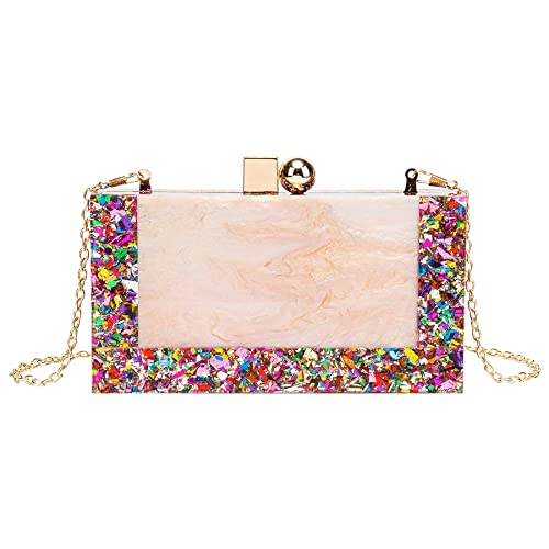 Eroge Acrylic Clutch Purse Perspex Box Colorful Geometric Design Handbags For Women (Grey) #TOP3