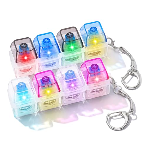 Dalycro 2PCS Keyboard Fidget Toy, 4-in-1 Clicker Keychain with LED Light