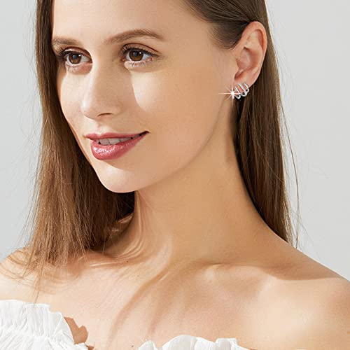 Panshi Sterling Silver Earrings Silver Hoop Earrings For Women Teen Girls Stud Diamond Claw Earrings Cuff Hypoallergenic Jewelry Gifts #TOP2
