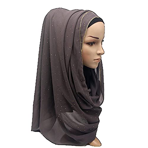 Ankomina Women Soft Chiffon Rhinestone Long Scarf Shawl Fashion Muslim Hijab Head Wrap Scarves #TOP2