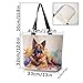 ZhuVantrix German Shepherd Tote Bag Reusable Grocery Bags Aesthetic Shopping Shoulder Handbag with Interior Zipper Pocket Stylish German Shepherd Present for Dog Lovers Women