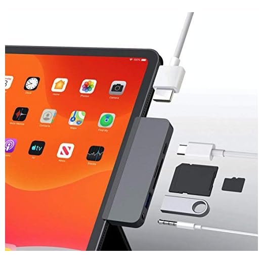 Hyper - Hub USB-C 6 en 1 HyperDrive para iPad Pro/Air - Conector de Audio de 3,5 mm, USB-A, SD, Micro SD, USB-C, HDMI - Gris Espacial