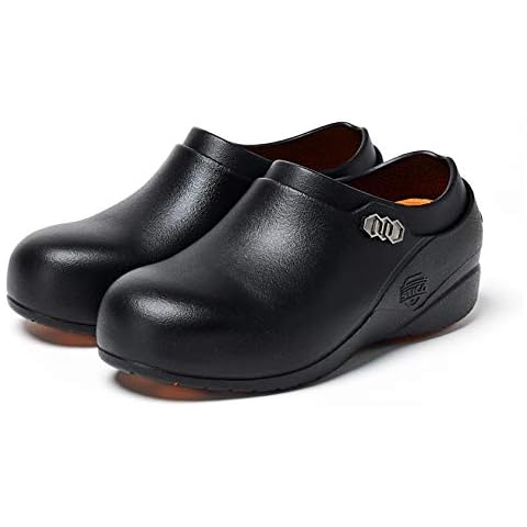 Stico NEC-10 Toe-Cap Men's Slip Resistant Chef Shoes, Professional Non-Slip Work Shoes, Self-Assembly, True to Size [M10 W11] Black Cover