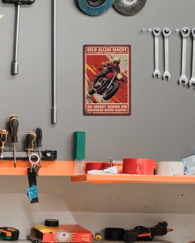 Putuo Decor Blaszana tabliczka motocyklowa – metalowa tabliczka retro dla fanów motocykli, warsztatu, garażu, prezent dla motocyklistów, 30 x 20 cm