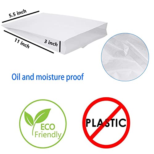 Image of RANUR Butter or Parchment Paper Bags for Food Snack, Sandwich Pastry, Glassine, Wax Cookie, Size 13 cm X 28cm X 8 cm, L X H X W White Colour Pack of 100