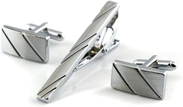Men's Tie Clips and Cufflinks Set of 3 Business Shirts Tie Tie Bar Clips Gift for Wedding Party Business Meeting Father's Day Valentine's Day Silver