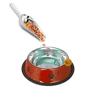 Sage Square Dog Stainless Steel Bowl with Anti Skid/Slip Rubber Base for Food and Water with Squeaky Pet Toy for Pets, Dogs, Puppy, Cat, Kittens (900ml) (Random)