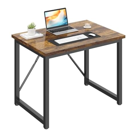 JUMMICO Computer Desk Table Workstation 80 x 50 x 75 cm for Office Living Room Bedroom Simple Assembly Industrial Design Black Desk Metal Frame Cover