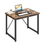 JUMMICO Computer Desk Table Workstation 80 x 50 x 75 cm for Office Living Room Bedroom Simple Assembly Industrial Design Black Desk Metal Frame,Rustic Brown