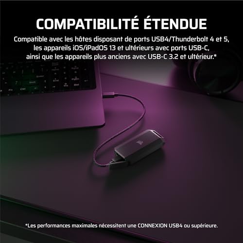 Disque dur SSD externe Corsair EX400U Survivor USB 4.0 4000 Mo/ IP55 - vue 5