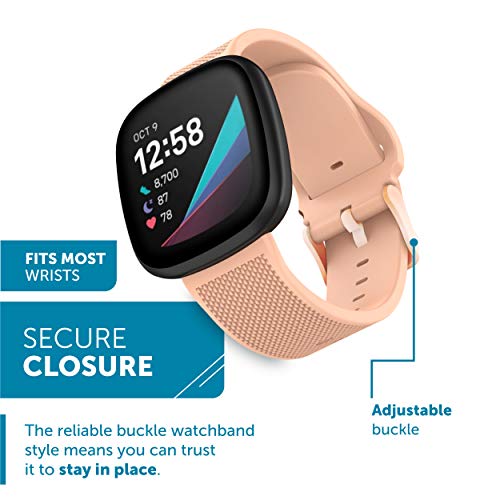 Withit Replacement Bands For Fitbit Versa 3 & 4/Fitbit Sense/Sense 2 Keeperless (Navy, Blush Pink & Light Gray Silicone) #TOP3