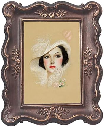 PARAFAYER Vintage Mini Picture Frame 2.5x3.5 Inch,Antique Ornate Photo Frame With Floral Relief,Wall and Tabletop Display,High Definition Glass Front,Retro Home Decor Art Gallery (Brown 2.5x3.5)