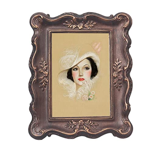 Parafayer Vintage Mini Picture Frame 2.5X3.5 Inch,Antique Ornate Photo Frame With Floral Relief,Wall And Tabletop Display,High Definition Glass Front,Retro Home Decor Art Gallery (Brown 2.5X3.5) #TOP21