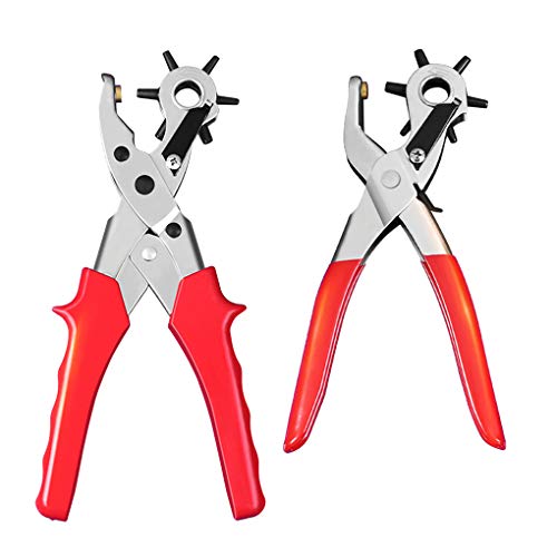 RONGJJ Agujeros Alicates Sacabocado Agujero, Perforadora Puzones De 6 Tamaños, Sacador para Cuero Piel Cinturones Correas Redondos, L