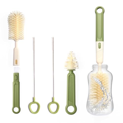 Image of XZESH Baby Bottle Brush Set Compatible with Dr Browns, Silicone Cleaning Brush for Dr Brown Bottles, Bottle Cleaner kit for Dr Browns Glass Bottles