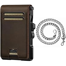 furid Genuine Leather Wallet with Chain Slim RFID Minimalist Wallets with Money Clip - Smart Pop Up Credit Card Holder for Front Pocket - Gifts for Husband Father on Birthday Anniversary