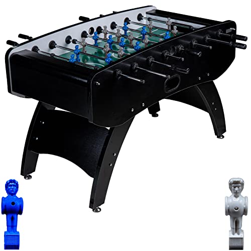RAMROXX Fußball Tischkicker Profi Schwarz grünes Spielfeld Figuren Blau Grau 80kg