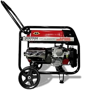 Syntrox Benzin Stromerzeuger, Notstromaggregat, Basini, 3 kW Generator, Mobiler Stromgenerator, Umweltfreundlich, Camping, Notstromgenerator, Kupfer-Generator, Leiser Betrieb
