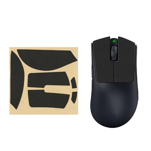 kwmobile Almohadillas Antideslizantes Compatible con Razer DeathAdder V3 Pro Pegatinas para ratón   Pegatinas Agarre para Raton Gaming de Cuero PU   Negro
