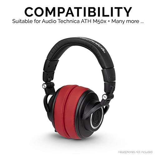 Image of Brainwavz Replacement Earpads for ATH M50X, M50BT, Steelseries Arctis, Pro Wireless & Stealth 600, HyperX Cloud, AKG, SHURE, Philips & Many More Headphones, Memory Foam Ear Pad Cushions, Red Oval