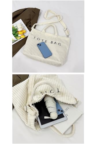 Bolso tote grande suave de pana para mujer miniatura 7
