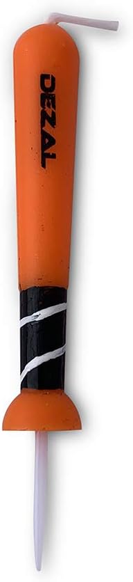 DEZAL Orange Baseball Bat and Softball Bat Candles (6 Pack) for Baseball Birthday Party Supplies and Decorations – Cupcake and Birthday Cake Topper Candles for Softball Fastpitch and Baseball Fans
