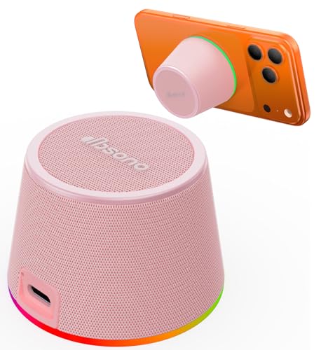 Small Bluetooth Speaker Gifts for Teens: Valentines Gifts for Him Her, 3 IN 1 Portable Magnetic Speaker with 9-Mode Lights, Waterproof Phone Stand for Desk, Cool Birthday Gadget Gifts for Adults