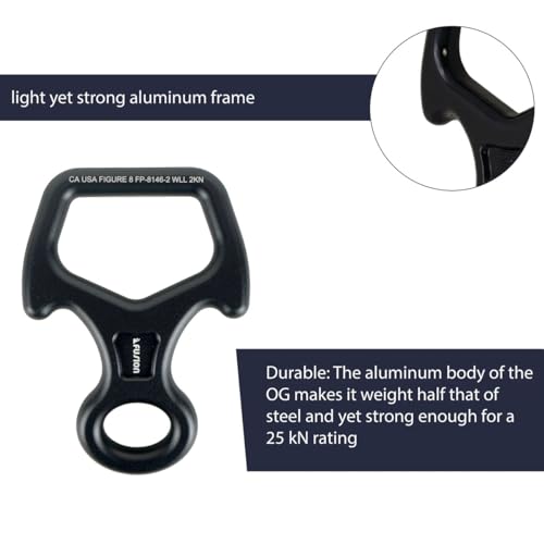 Fusion Climb Aluminum Descender Rescue Figure 8 Descender with Ears/Horns Rappelling Gear Belay Device Climbing Skills - Thumbnail 3