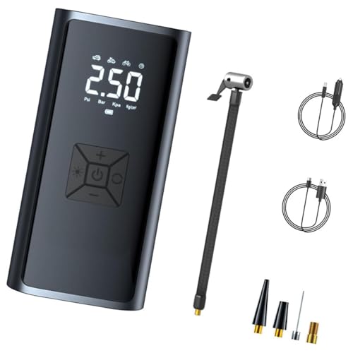 VYWPTOWSX Compresor Aire Portatil para VW Tavendor Tayron Tayron X Teramont Teramont X, Inflador Neumaticos Aire Electrico Apagado Automático con Linterna LED Accesorios Coche,Black