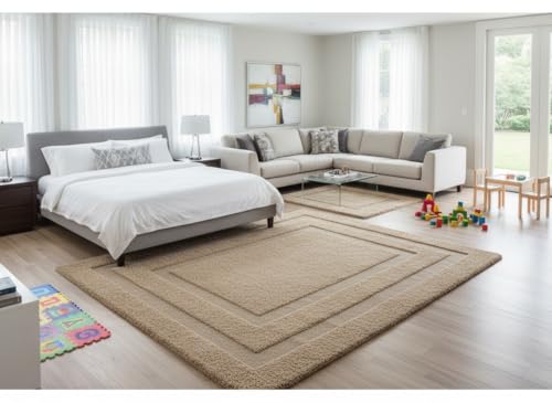 Image of Carpet for Hallway, Kitchen, and Modern InteriorsCarpetCozy Shag Runner for Living Room, Bedroom & Office Decor ETC Size 3x5 feet, Patten-Solid Mouse Rect