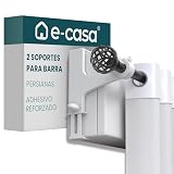 e-casa® ✮ 2 Soportes para Barra de Cortina sin Taladro – Especial Cajón de Persiana ✮✮ Modelo Optimizado Ø20–28 mm ✮✮ Fijación con Rueda + Adhesivo – Blanco