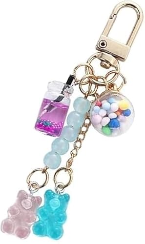 Elzhan Colorful Cute Resin Gummy Bear Key Chain Candy Color Animal Bear Charms Keychains Car Keys Bag Pendant Keyring for Women Men Girls Mom Jewelry Gifts for Christmas Car Accessories，Automotive