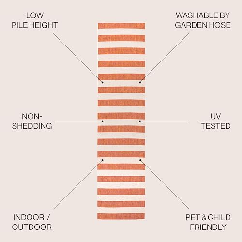 JONATHAN Y Two-Tone Wide Stripe Indoor Outdoor Runner Rug 2X8 Orange/Beige, Negril for Backyard, Patio, Porch, Easy-Cleaning, High Traffic, Pet-Friendly, Non-Shedding (SMB203A-28) by JONATHAN Y - Used condition - Image 2
