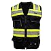 Fierce Safety SU500B Premium Surveyors Class 1 Black Heavy Duty Vest, Tablet Pockets & Neck Padding | 100% Polyester Optimal Breathability | Contrasting Reflective | Meets ANSI Standards