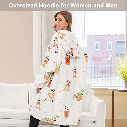 Three Poodle Wearable Blanket Hoodie, Oversized Sherpa Hooded Blanket Sweatshirt For Adults Women Men Kids, Extremely Cozy, Warm, Soft And Fuzzy Hoodie Blanket #TOP3