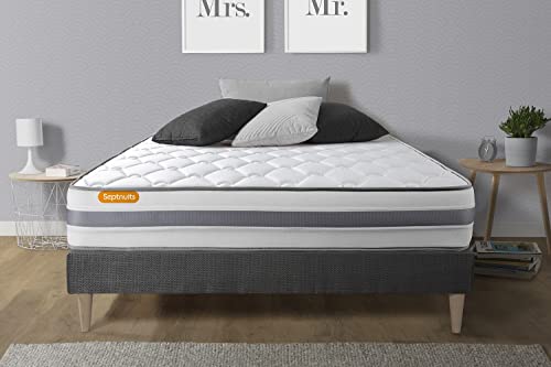 Septnuits Matelas + sommier kit Gris 160x200 Memo Spring Ressorts ensachés Maxi épaisseur | Epaisseur : 22 cm | Confort : Ferme Cover