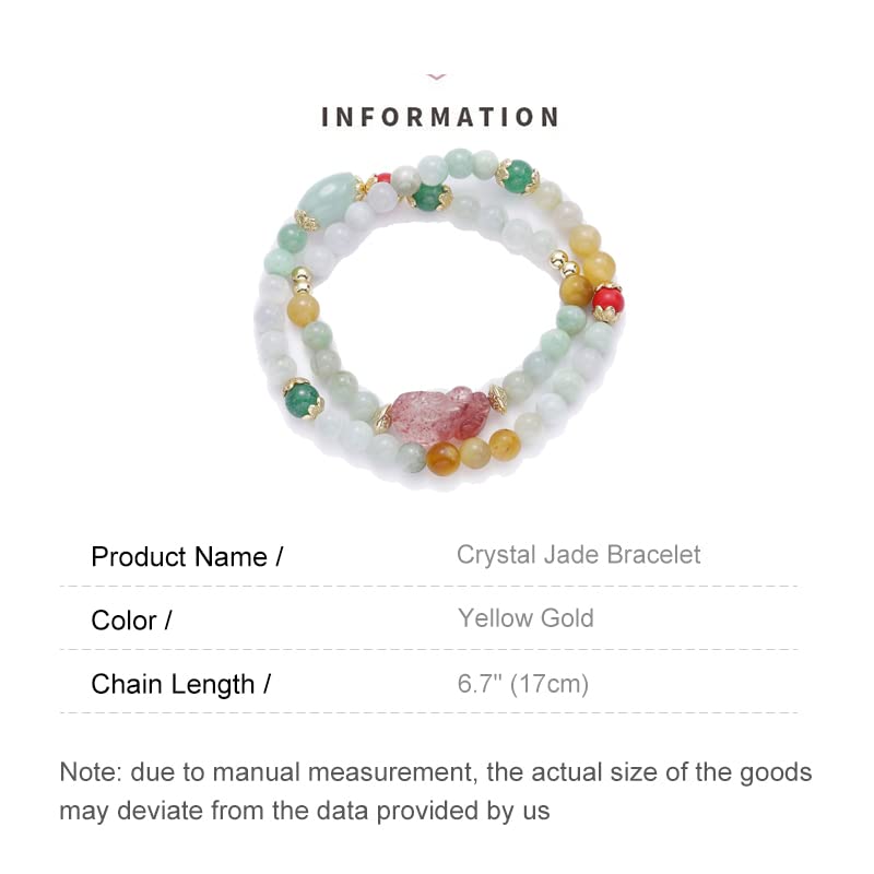 14K Gold Crystal Pearl Bracelet, Crystal Jade Stacked Bracelet, Birthday Gift for Mother, Wife, Girlfriend, Mother's Day Gift2