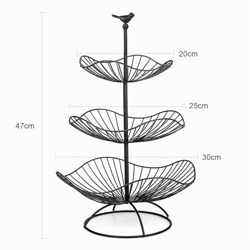 Miniatura 5 de Fouvin Frutero De 3 Pisos, Cesta De Fruta Negra Para Más Espacio En La Encimera Soporte De Metal Para Fruta Con 3 Bandejas De Almacenamiento Tamaño: 31 Cm, 25 Cm, 20 Cm