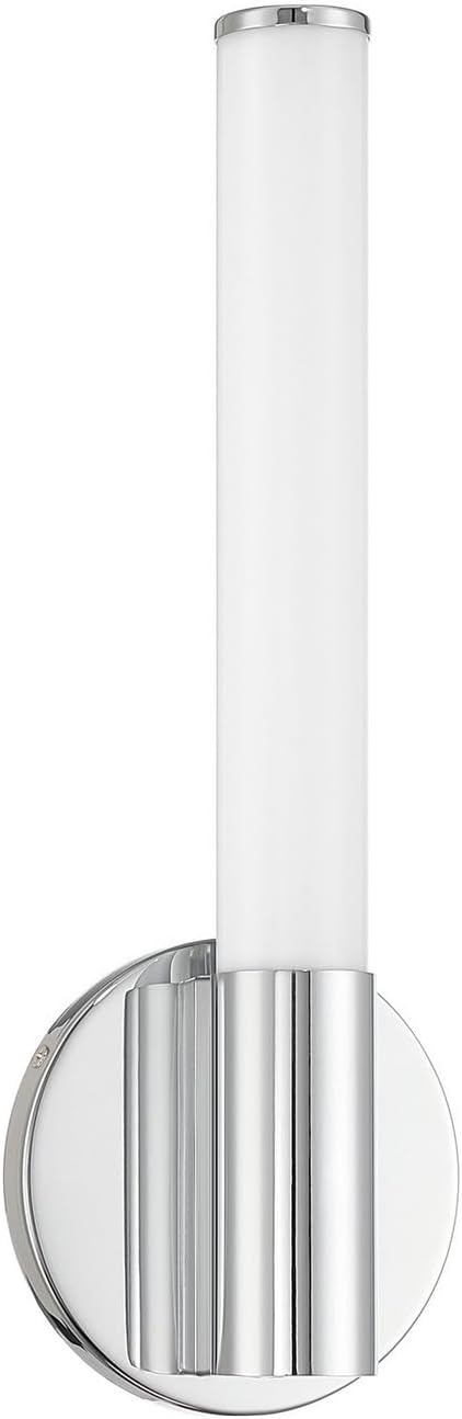 Savoy Lighting Assets 8-9999-14-CH Connor Mini Tube Bathroom Vanity Wall Light, Integrated LED 16 Watt, 15" H x 5" W, Chrome