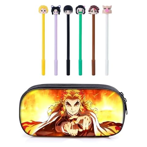 G-Ahora 6 Pcs Anime Pen Black 0.5mm School Supplies with 1 Lead Refill Set (demon-PC-A) Cover