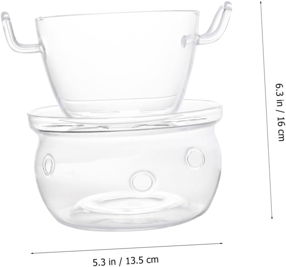 Glass Chocolate and Butter Melt Pan with Base, Trapezoidal Borosilicate Cooking Pot for Cheese and Fondue, Heat-resistant Kitchen Baking Pan for Parties and Home Use