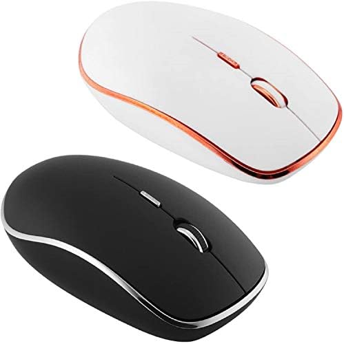 LingAo Slim Silent Wireless Mouse,2 Pack with Nano Receiver,3 Adjustable DPI Levels,Slim Silent Wireless Mouse Silent Click for PC, Laptop, Tablet, Computer, and Mac (Black&White)