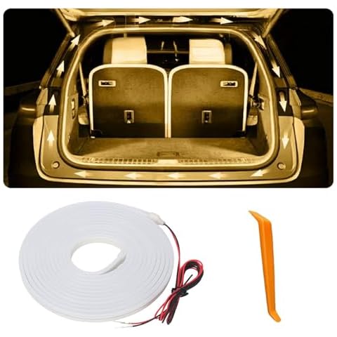 Car LED Strip Lights, Dynamic Flowing Car Trunk Light Strip, White Colors 157.48" Flexible Trunk Led Light Strip, Easy Install, Waterproof, Universal Fit for Cars, SUVs(Warm White) Cover