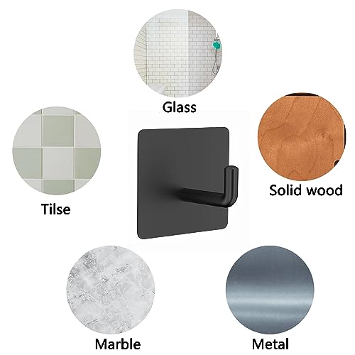 SSYR&P 8 Pack Rustproof Self Adhesive Hooks, Stainless Steel Wall Hook, 3M Strong Adhesive Hooks, no Drilling Required, Perfect for Behind Door,Kitchen,Bedroom,Bathroom (Black) - Image 2