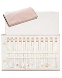 Lolalet Reise Halskettenorganizer Schmuckrolle, verwicklungsfreies Etui für Halsketten, faltbare Leder Rolltasche zur Aufbewahrung von Halsketten Ketten Armbändern – Rosa, 12 Slots